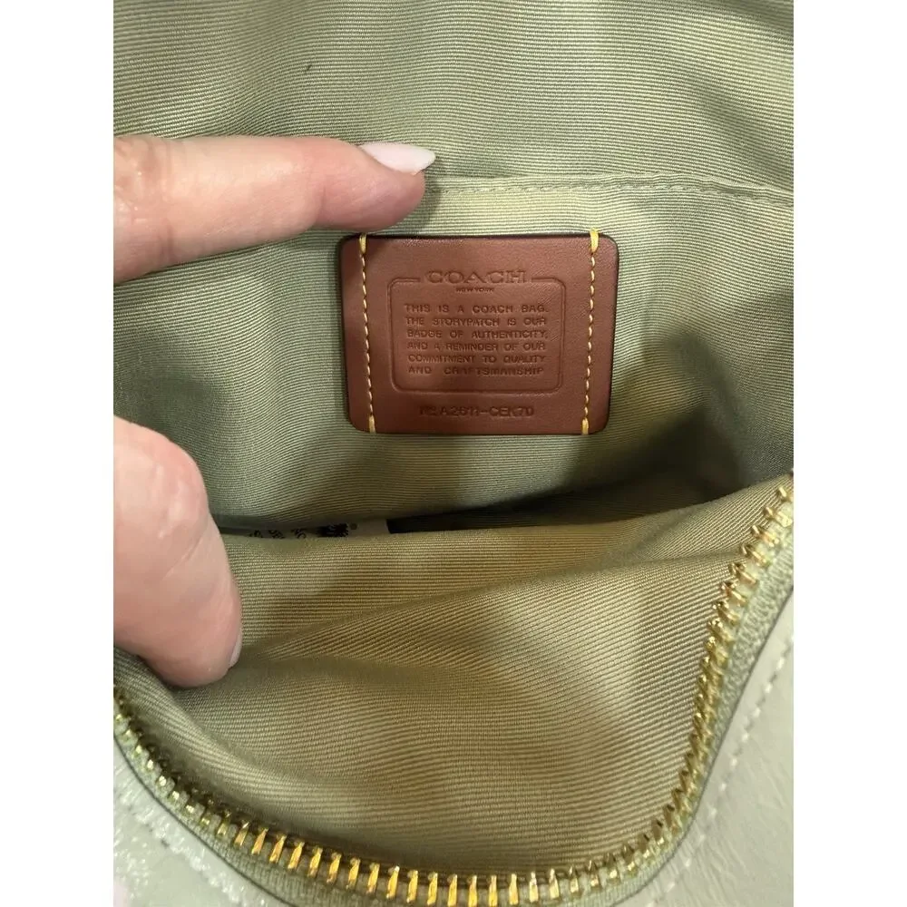 B3-008 Coach Mini Carey Crossbody Bag In Pistachio (Green) Glazed Leather